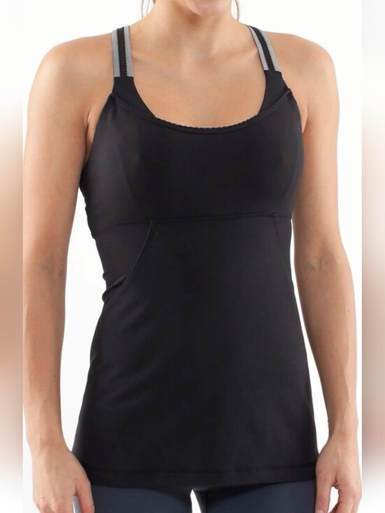 lululemon athletica Tops - Lululemon Cross My Heart Tank Black Activewear Size 8